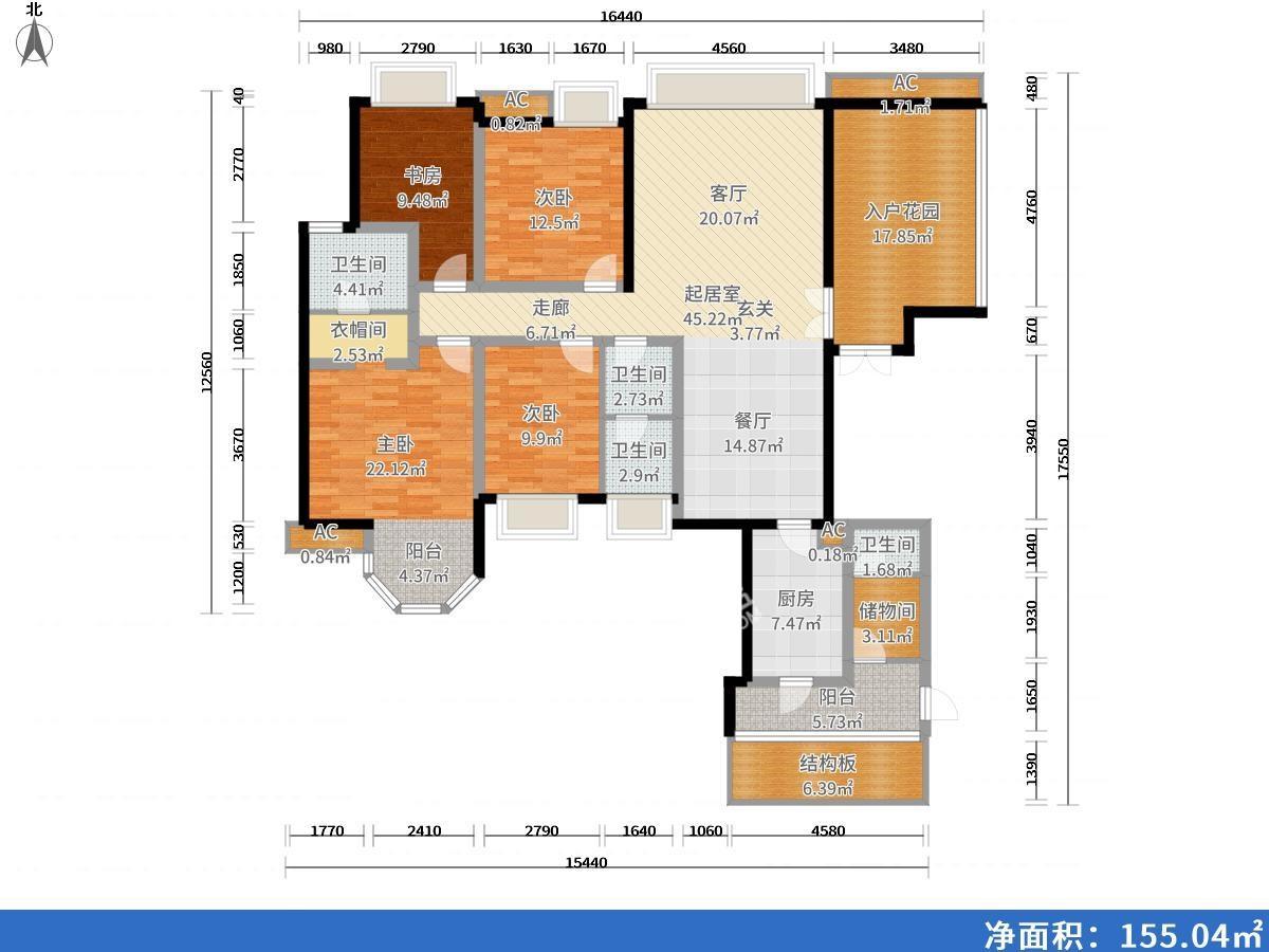 中海城南一号  4室2厅2卫   18000.00元/月室内图1