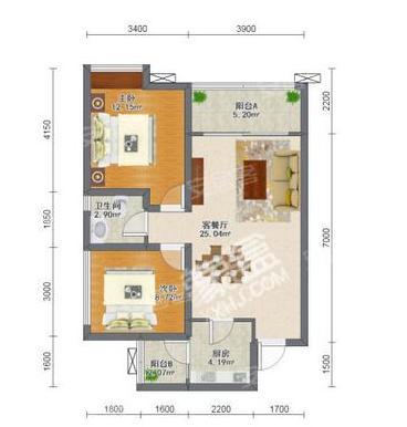 中洲锦城湖岸  3室1厅2卫   6500.00元/月室内图1