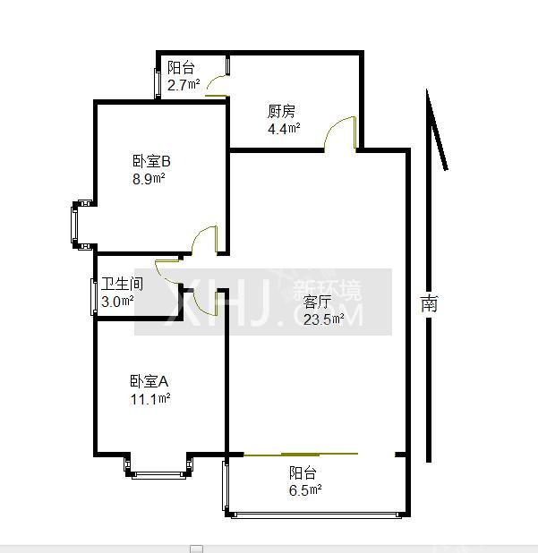 光华美邻  2室2厅1卫   2500.00元/月室内图1