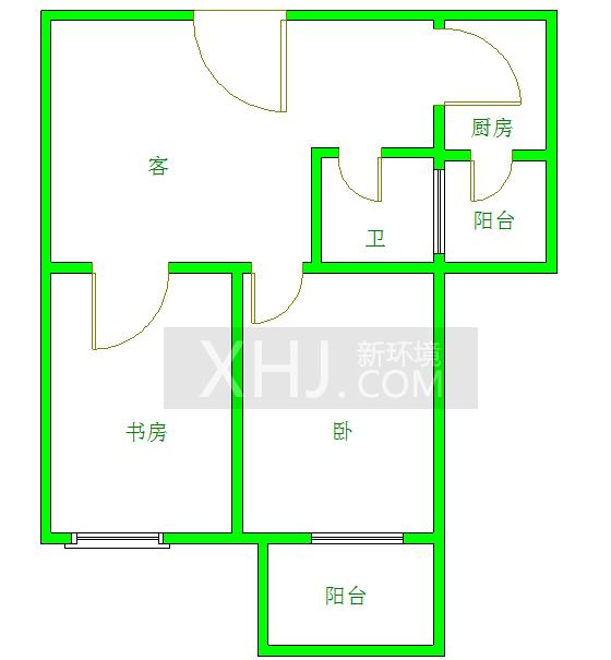 元益花园  2室1厅1卫   1600.00元/月室内图1