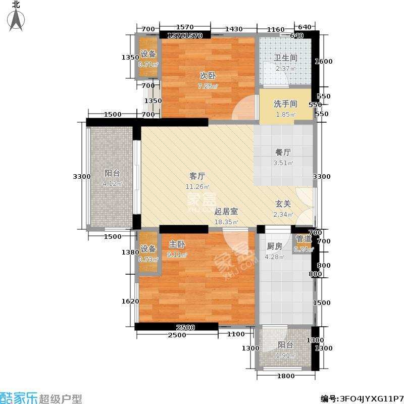 一品CG 2室1厅1卫 2750.00元/月 一品CG 2室1厅1卫 2750.00元/月户型图