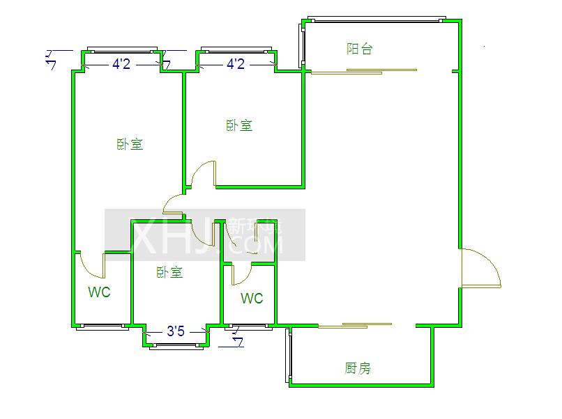 金地金沙府邸  3室2厅2卫   3600.00元/月室内图1