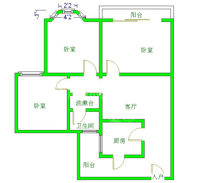 碧华邻  3室1厅1卫   3000.00元/月室内图1