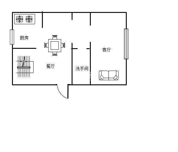 新新家园  2室2厅1卫   900.00元/月户型图