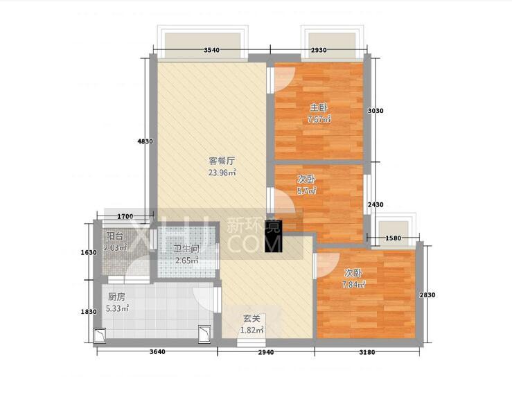 东原时光道  3室2厅1卫   2600.00元/月室内图1