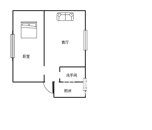 何家坳  2室2厅1卫   1100.00元/月户型图