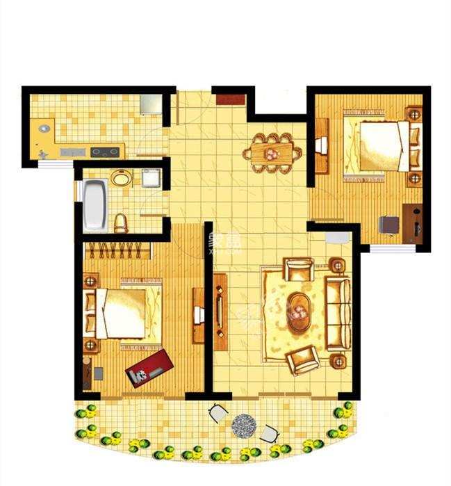 新世纪花园 4室2厅3卫 120.0万 新世纪花园 4室2厅3卫 120.0万户型图
