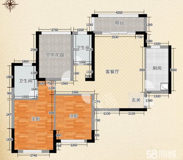 伟星文津华庭  4室2厅2卫   128.00万户型图