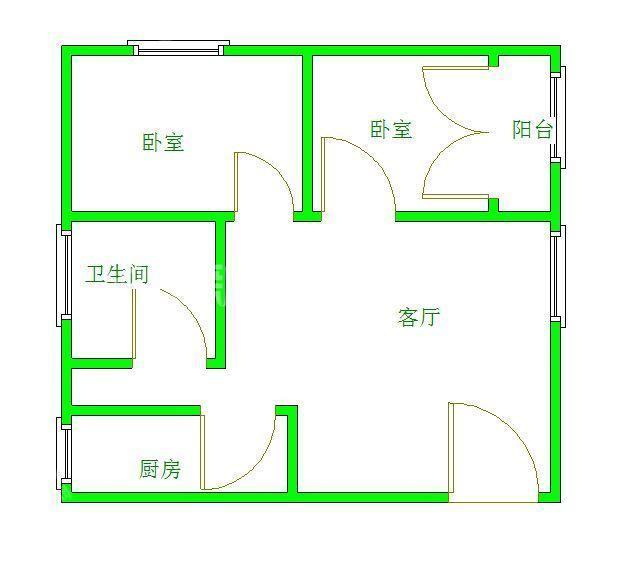 二江花园  2室1厅1卫   1600.00元/月室内图1