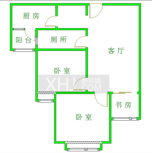 SHINE星立方  2室2厅1卫   2500.00元/月室内图1