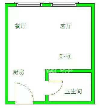 南湖半岛  1室1厅1卫   1600.00元/月户型图