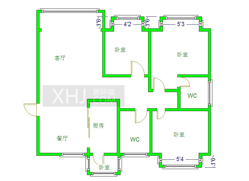 金地嘉年华B区  3室2厅2卫   3000.00元/月室内图1