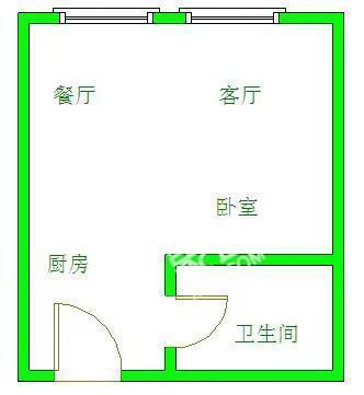 南湖锦苑  1室1厅1卫   1700.00元/月户型图