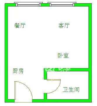南湖锦苑  1室1厅1卫   1700.00元/月户型图