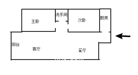 阳光新城  2室2厅1卫   1400.00元/月户型图