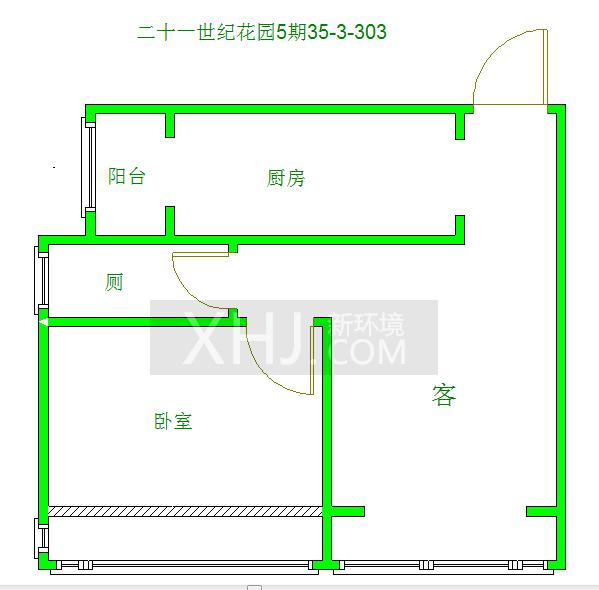 二十一世纪花园五期  1室1厅1卫   1500.00元/月室内图1