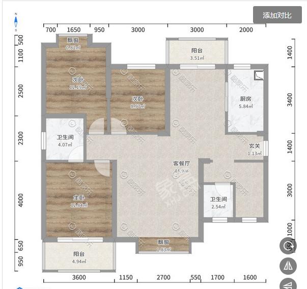 质量检测专家楼  3室2厅2卫   2100.00元/月户型图