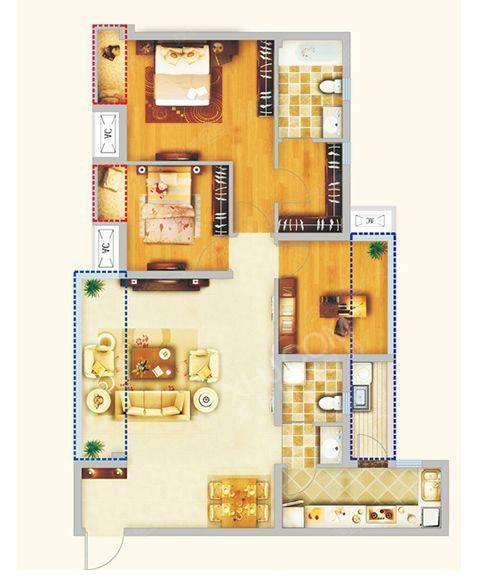 保利锦江里  3室2厅2卫   4900.00元/月室内图1