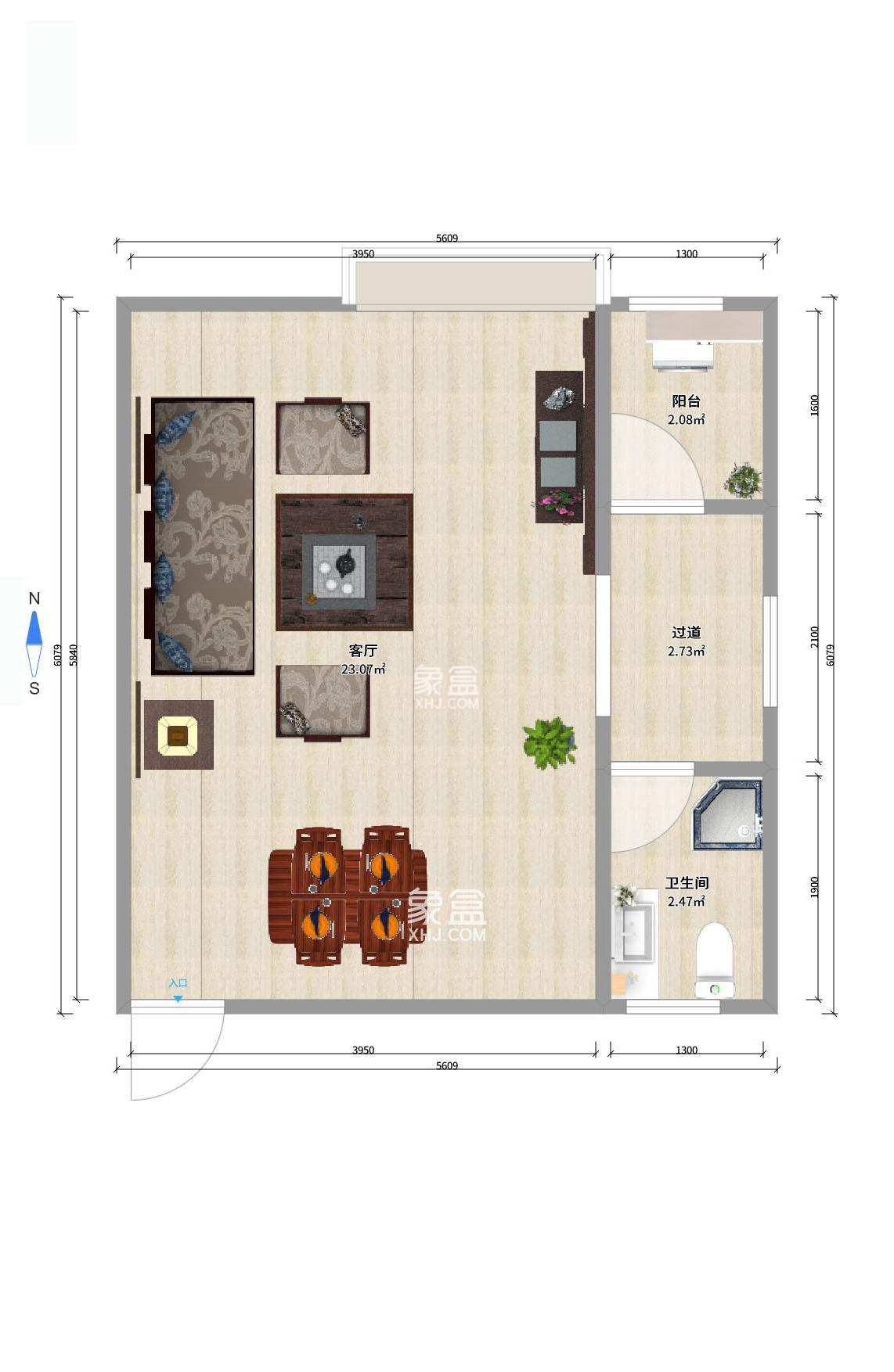 凯轩云顶  1室1厅1卫    1500.0元/月 凯轩云顶  1室1厅1卫    1500.0元/月户型图