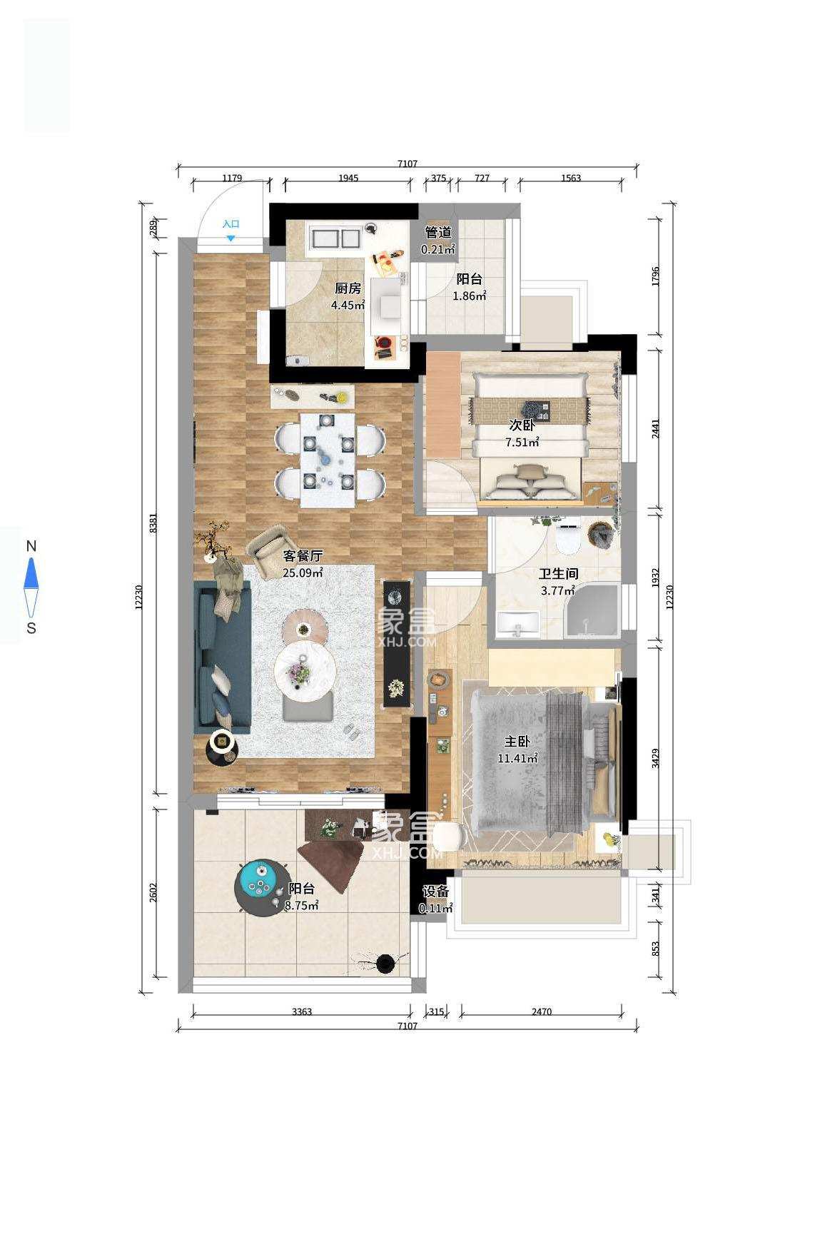 恒大城 2室2厅1卫 1800.0元/月 恒大城 2室2厅1卫 1800.0元/月户型图