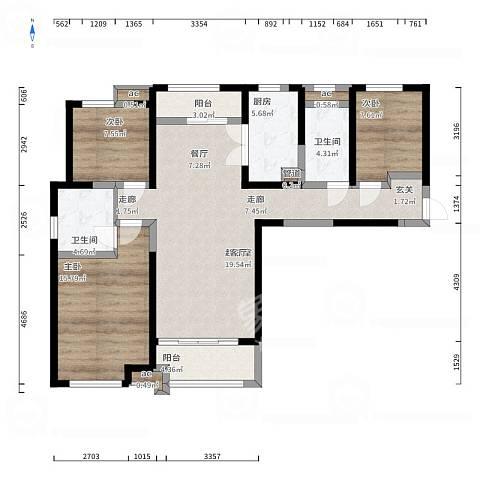 中海城  3室2厅1卫   3200.00元/月户型图