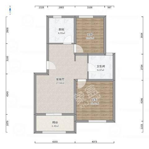 龙骧金城  2室2厅1卫   1700.00元/月户型图