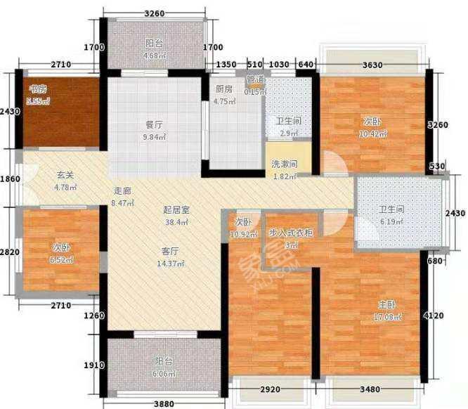 学府名苑  2室2厅1卫   1800.00元/月户型图