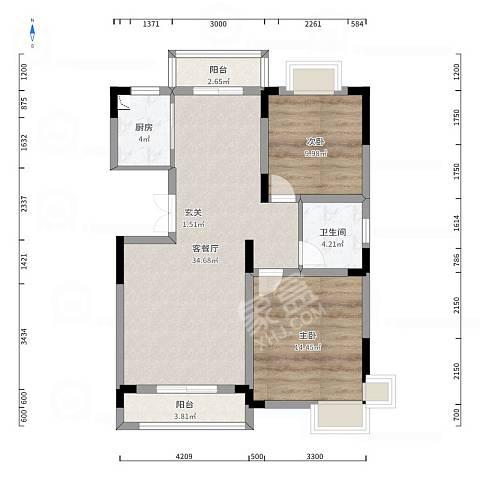 东茅岭社区散盘（小龙城里面）  2室1厅1卫   1000.00元/月户型图