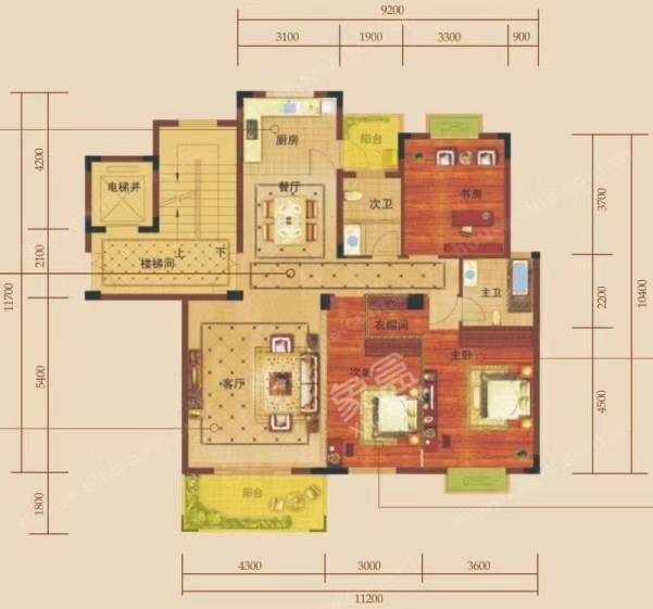 滨江花园  3室2厅2卫   84.80万户型图