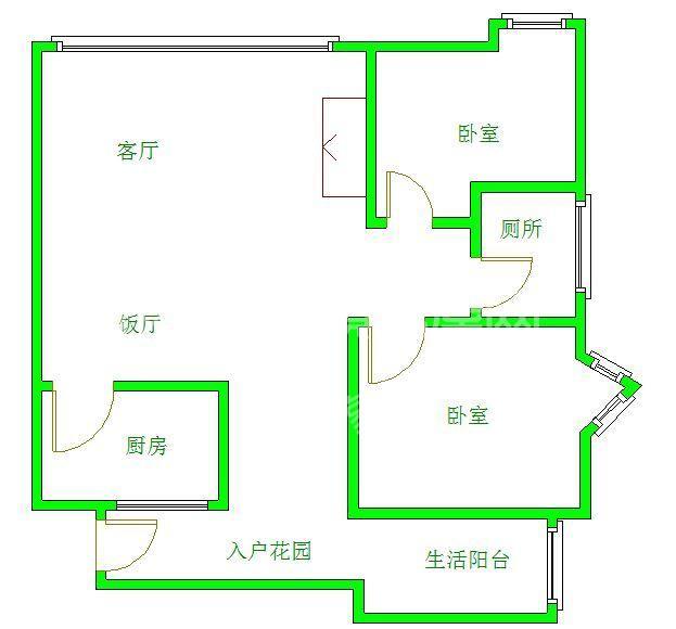 中铁丶西子香荷  2室2厅1卫   3000.00元/月户型图