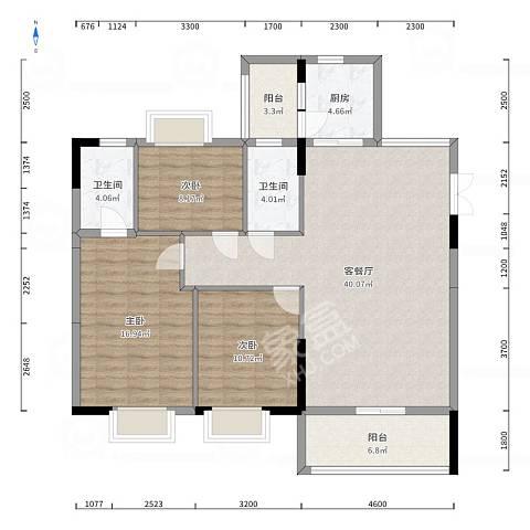 教育小区  3室2厅1卫   3000.00元/月户型图