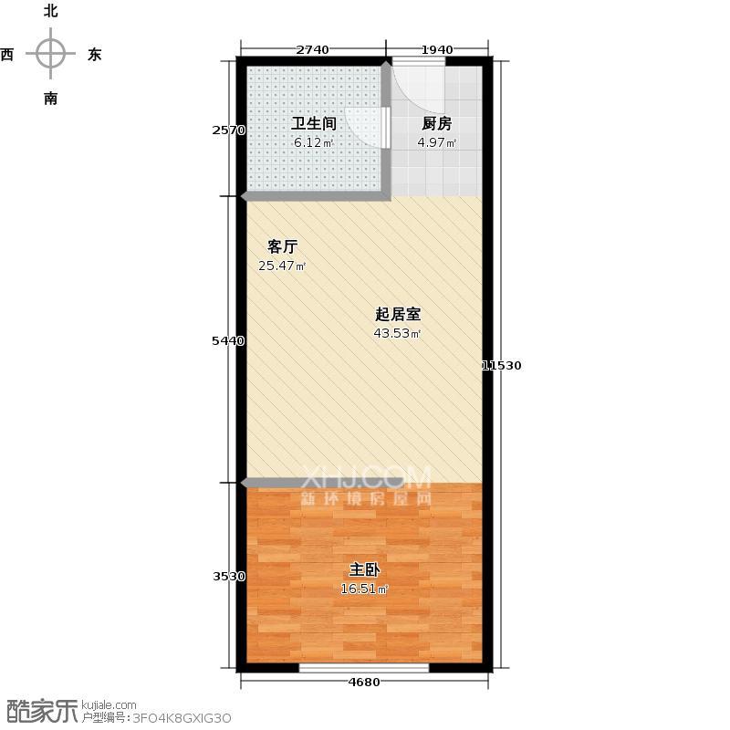 金融城二期(金融派公寓)  1室1厅1卫   80.00万户型图