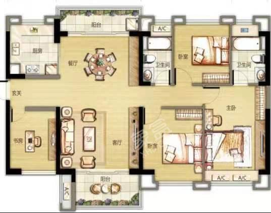 钻石城  3室2厅2卫   100.00万户型图