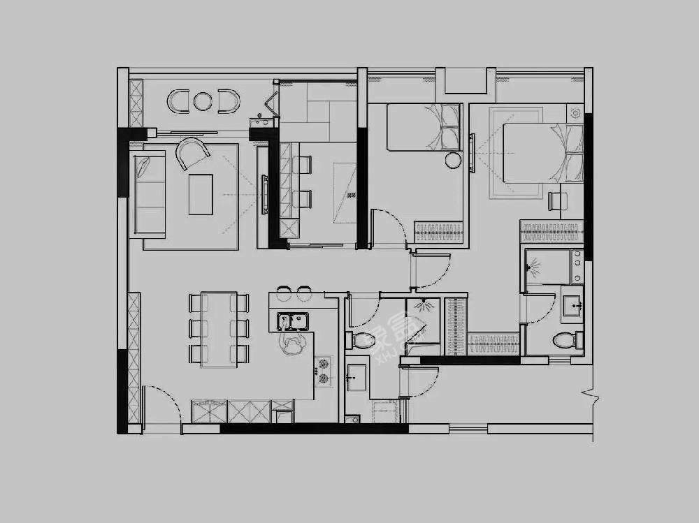 碧翠园石油住宅小区  3室2厅2卫   1600.00元/月户型图