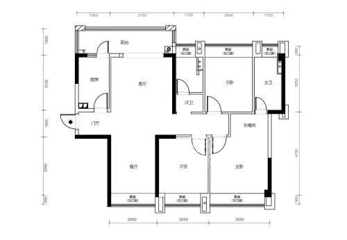 学府花园（文苑瑞景）  3室2厅2卫   100.00万户型图