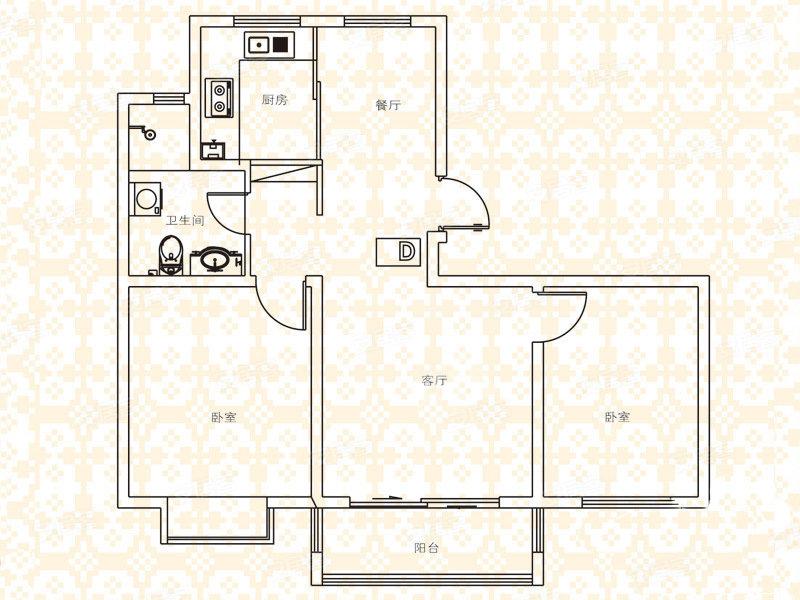 晓园小区  3室2厅2卫   800.00元/月户型图