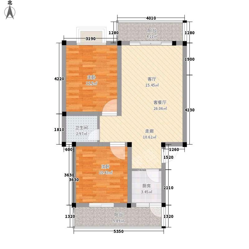 南湖春天  2室1厅1卫   2200.00元/月户型图