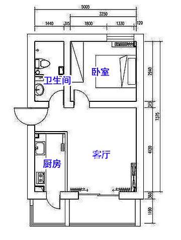 资水华庭  2室1厅1卫   1500.00元/月户型图