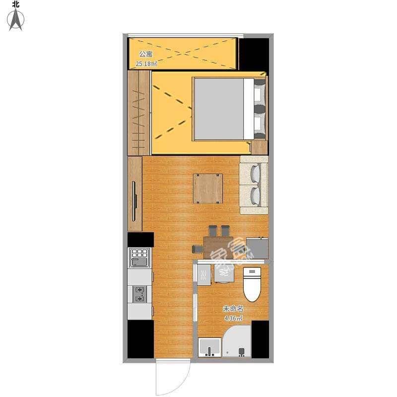 桃花仑路散盘  3室2厅2卫   1100.00元/月户型图