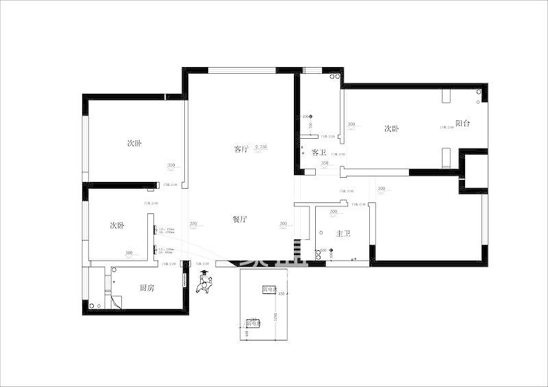 佳安茗苑  3室2厅2卫   900.00元/月户型图