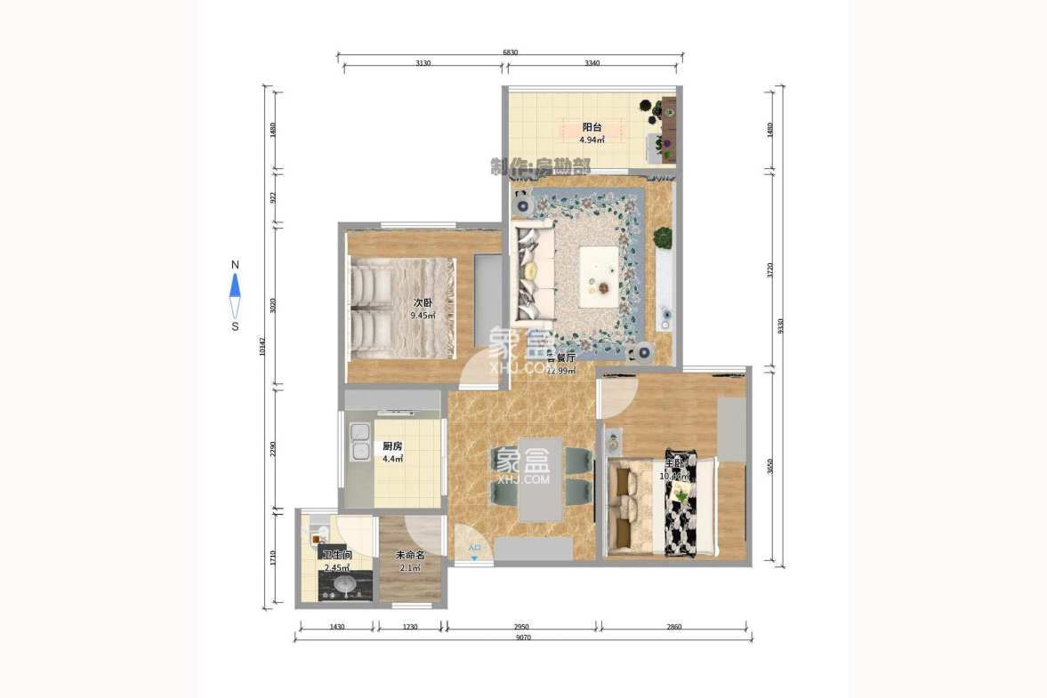 兴隆景苑 2室2厅1卫 1700.0元/月 兴隆景苑 2室2厅1卫 1700.0元/月户型图