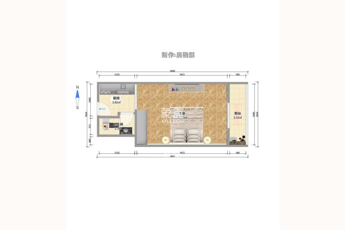 保利国际广场  1室1厅1卫    45000.0元/月室内图1