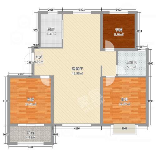 长安房产小区  3室2厅1卫   110.00万户型图