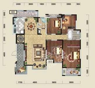 丰盛家园  4室2厅2卫   2000.00元/月户型图