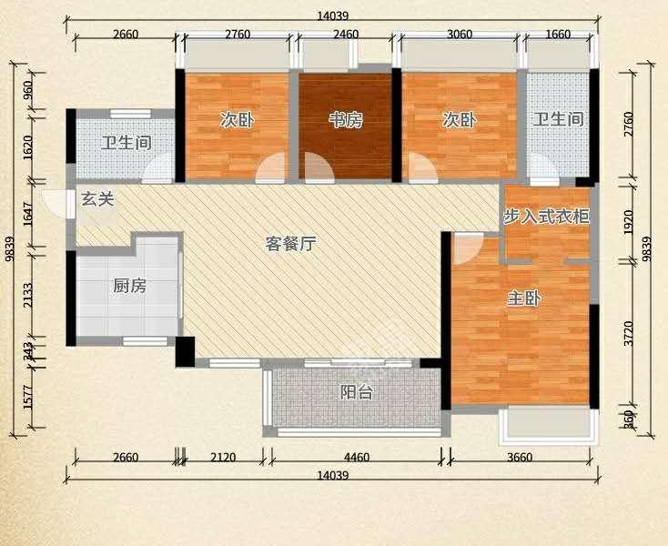 钻石城  3室2厅1卫   2000.00元/月户型图