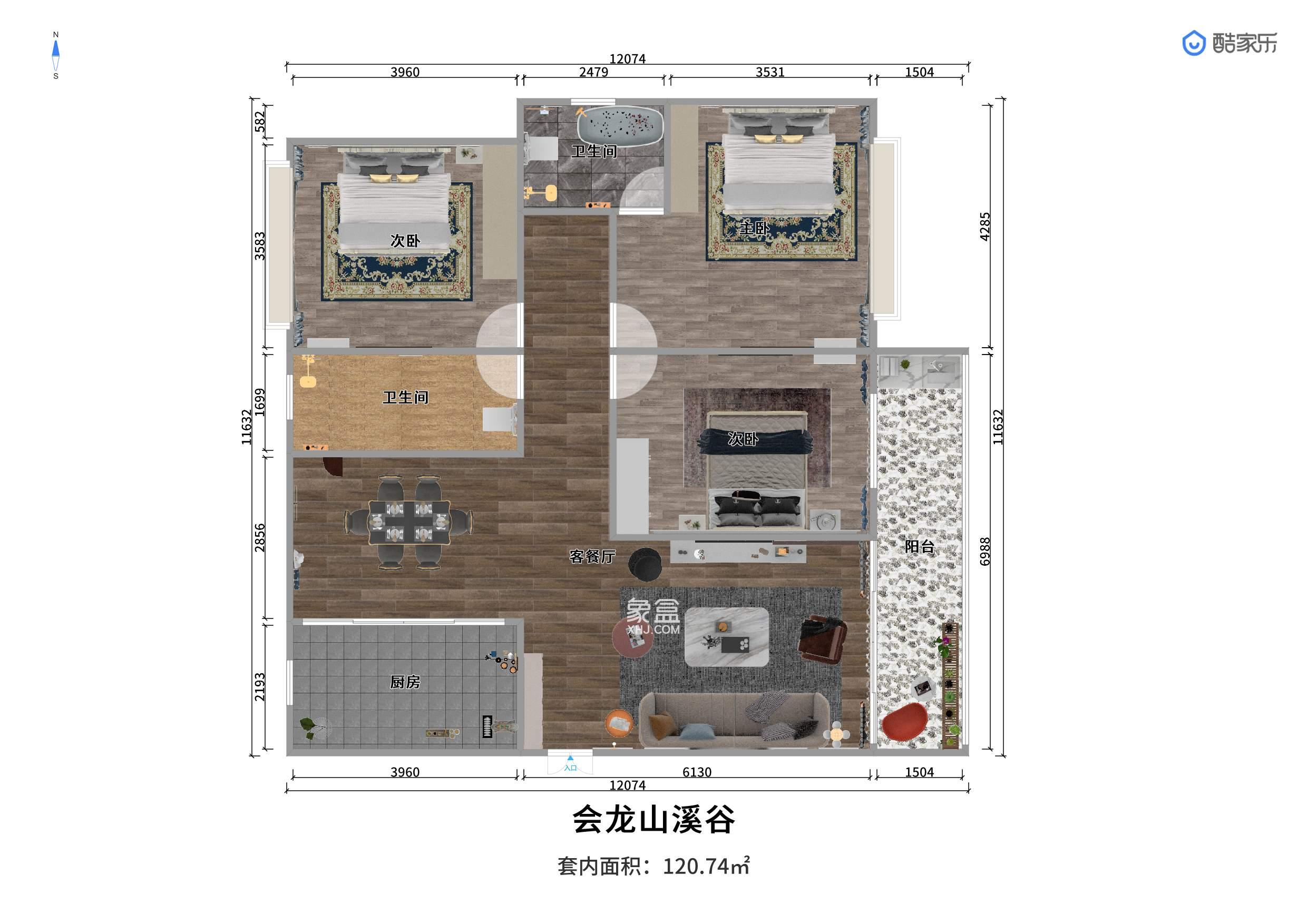 会龙山溪谷（住宅）  3室2厅2卫   82.80万户型图