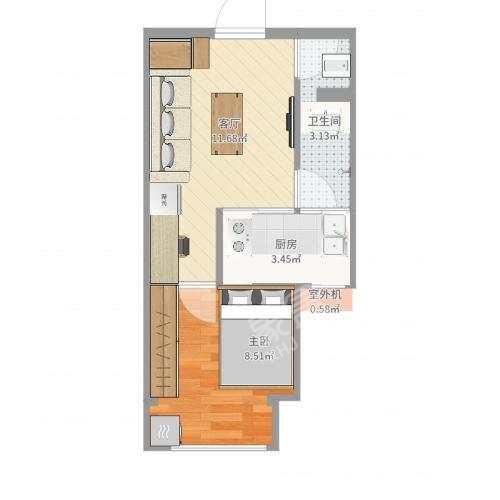 M国际  1室1厅1卫   1400.00元/月户型图