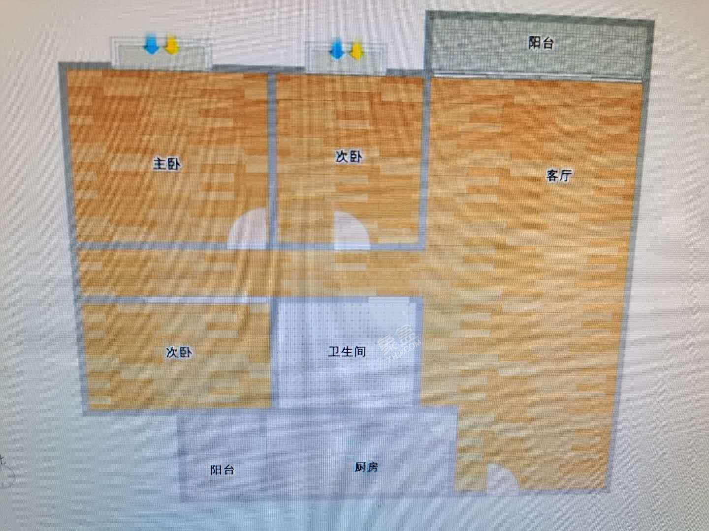 富兴嘉城  3室2厅2卫   59.80万户型图