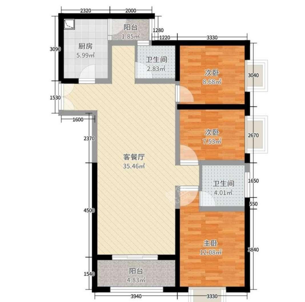 领御一方中心  4室2厅2卫   137.00万户型图