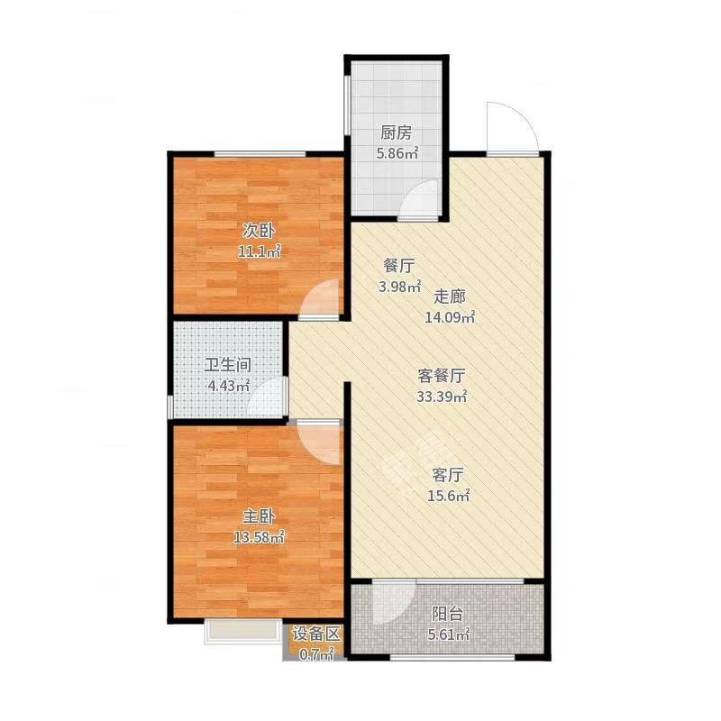 盛世东方  2室2厅1卫   56.00万户型图